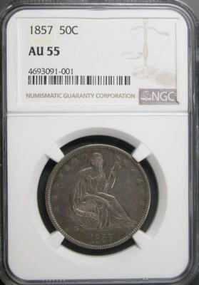 1857 Seated Half Dollar NGC AU-55 - Image 1 of 2