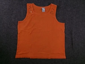 Circo Top Girls Extra Large Orange Tank Top Beaded Scoop Neck Costal Beachy - Picture 1 of 10