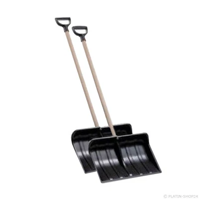 VENODO 2 x Schneeschieber schwarz 45cm breit Schneeschaufel Holzstiel ergonomisch NEU
