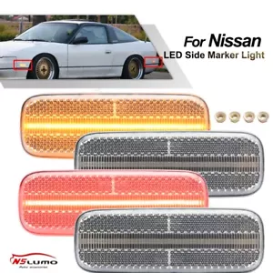 4x LED Front Rear Fender Side Marker Signal Light For 1989-1994 Nissan 240SX S13 - Picture 1 of 13