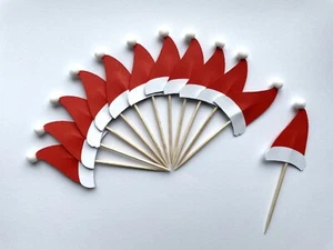 Cappello di Babbo Natale Topper per cupcake di Natale con palline di pom pom (12, 24, 50, 100) - Foto 1 di 2