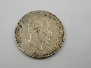 1871 Italy Silver 5 Lire, Low Mintage - (410) - Picture 1 of 2