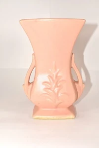 HTF VINTAGE 1940'S MCCOY PINK VASE WITH HANDLES 8" TALL X 5" WIDE - Picture 1 of 6