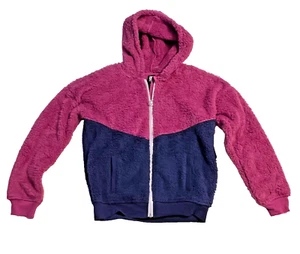 ID Ideology Girls Hooded Fuzzy Zipper Jacket Berry Frost Size L Free Shipping - Picture 1 of 5
