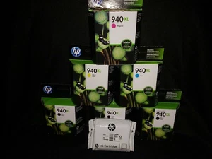 Hp 940 Xl Ink Cartridge Lot of 7. 4 Black, 1 Yellow, 1 Cyan, 1 Magenta NEW OEM - Picture 1 of 2