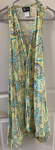 COCO REEF Swimsuit Cover-Up Dress Size L Floral Hankerchief Yellow Coastal Beach - Picture 1 of 7