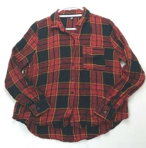 Charlotte Russe Hemd mit Knöpfen Damen groß kariert Langarm Taschenkragen  - Bild 1 von 5