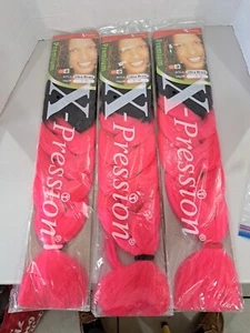 X-pression Ultra Braid 82" Set Of 3 Black With Pink 2-10 - Picture 1 of 4