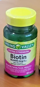 Spring Valley Biotin with Keratin Tablets 10,000 mcg 60 Tablets FREE SHIPPING - Picture 1 of 4