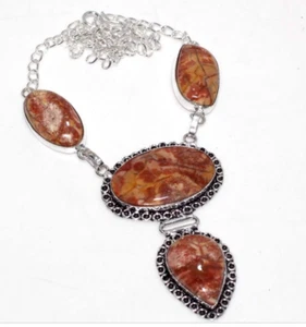 Birds Eye Jasper Gemstone Necklace w 7" drop - Picture 1 of 12