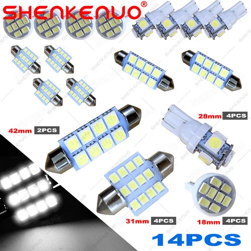 14X T10 Luz LED Coche Bombilla Automática Lámpara Para Interior Domo Mapa Conjunto Interior Blanco EE. UU. Foto 1 de 4