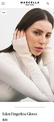 Marcella NY Eden 100% Virgin Wool fingerless gloves, Elegant, Ivory, Small NWOT - Image 1 of 4
