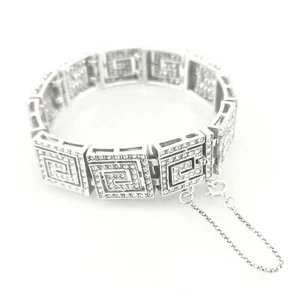 Classic Art Deco Silver Bracelet encrusted with Swarovski Crystal - Picture 1 of 6