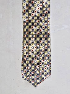 TODAY'S MAN NECKTIE SILK GEOMETRIC GOLD BLUE RED 56" X 4" - Picture 1 of 2