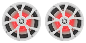 Pair Rockville RKL80MW 8" 900 Watt White 2-Way Marine Boat Speakers w/LED's - Picture 1 of 7