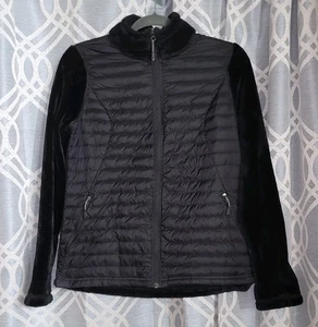 32 Degrees Heat Jacket Womens Sz S Black Full Zip Faux Fur Down Feather Puffer - Picture 1 of 6