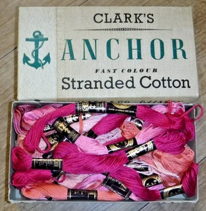 Clark’s Anchor Fast Colour Stranded Cotton ~ 19 x 8 Meter Skeins ~ Pinks ~ Boxed - Picture 1 of 4