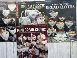 CROSS STITCH PATTERNS LOT OF 4, BREAD CLOTHS, KITCHEN HOLIDAY BAKING FOODS - Picture 1 of 6