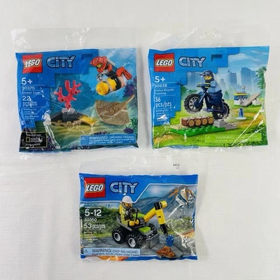 LEGO City Polybag Lot w/Volcano Jackhammer Diver Police 30350 30638 30370 NEW - Image 1 of 4