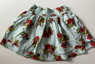 Falda Hollister Mujer Pequeña Azul Algodón Rojo Floral Capa Patinadora Cintura Reunida Foto 1 de 4