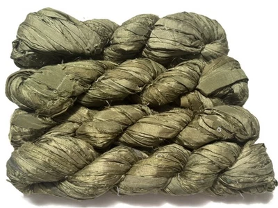 100g Recycled Silk Yarn Olive - Image 1 of 4