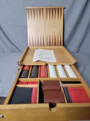 Wooden 3 in 1 Combination Game Set -- Poker, Checkers & Backgammon w/ Drawer - Image 1 of 4