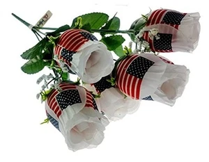 Patriotic Flowers, US Flag, Memorial Day, 4th of July Decor 1 Red/White/Blue - Picture 1 of 5