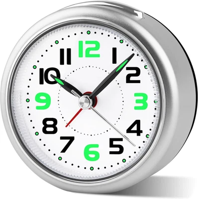 Reloj Despertador Analogico 3.27 Pequeno Silencioso Batería Luz Noche Snooze - Image 1 of 4