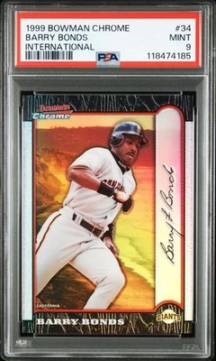 Barry Bonds 1999 Bowman Chrome #34  International Refractors 022/100 PSA 9 - Image 1 of 2