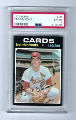 1971 Topps #117 Ted Simmons Salón de la Fama Cardenales PSA 6 EX-MT Foto 1 de 2