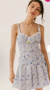 Free People x For Love & Lemons Brigitta Gingham Mini Dress Small $270 - Picture 1 of 4