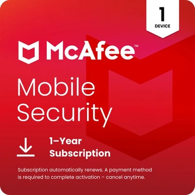 McAfee Mobile Security Antivirus 2025 iOS Android VPN 1 Device 1 Yr 5 Min Email - Image 1 of 4