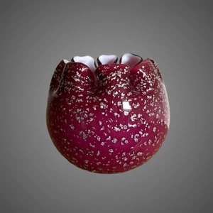 Ciotola rosa bocca arruffata vetro lustronato gelso con custodia vintage - Foto 1 di 10