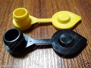 2 VENT CAPS Black & Yellow Gas Plug Fuel Can Gallon Midwest Blitz Wedco Scepter - Picture 1 of 12