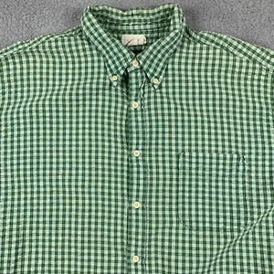 Vintage J Crew Hemd Herren XL grün kariert SeerSucker Ruderer Kurzarm 90er Preppy - Bild 1 von 9