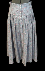 Vintage 70’s Jessica McClintock GUNNE SAX PRAIRIE Blue/Pink Calico SKIRT Sz 11 - Picture 1 of 8