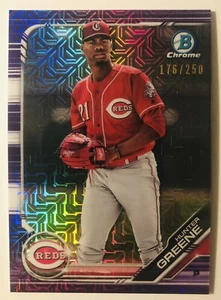 HUNTER GREENE 2019 Bowman Chrome Mega Box Purple Mojo Refractor SP #176/250 Reds - Picture 1 of 3