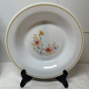 Vintage Acropal France Milk Glass Soup/Cereal Bowl With Spring Florals - Picture 1 of 9