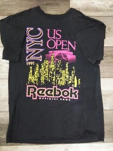 VTG 1991 US Open Tennis New York reebok black T-SHIRT XL "SINGLE STICHED" U.S.A - Picture 1 of 8