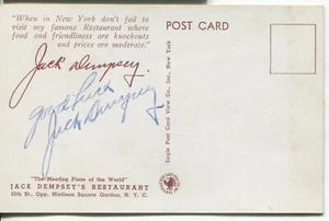 Una postal original firmada por Jack Dempsey certificación JSA # ZZ25860 - Imagen 1 de 3