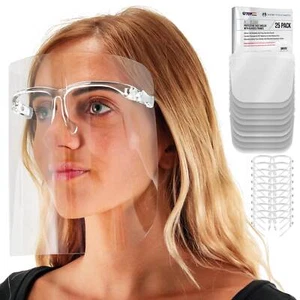 Protectores faciales transparentes Salon World Safety con marcos de gafas (paquete de 25) - antiniebla - Imagen 1 de 5