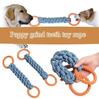 Dog Toys For Aggressive Chewers Puppy Chew Double Ring Teething Rope Toy Tug↔ - Image 1 of 4