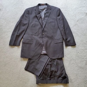Peter Millar Suit Mens 46R 42x28 Gray Striped 2 Piece Wool Flat Front Two Button - Picture 1 of 24