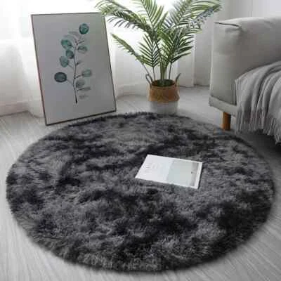 Living Room Round Rug Carpet Nonslip Bedside Coffee Table Mat Thick Pile Rugs - Image 1 of 4