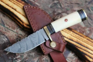 CUSTOM HANDMADE FORGED DAMASCUS Steel Hunting Skinner CAMP Blade Knife Sheath - Picture 1 of 9