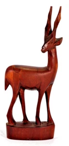 Carved Antelope Wood Sculpture - 8" tall - Afbeelding 1 van 4