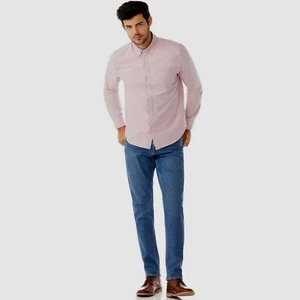 Free Assembly Men's Everyday Oxford Shirt, Red, Small - Picture 1 of 6