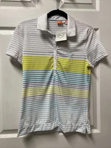 Puma neu mit Etikett $ 65 Damen Polo Golf YD gestreiftes kurzärmliges Poloshirt Small - Bild 1 von 7