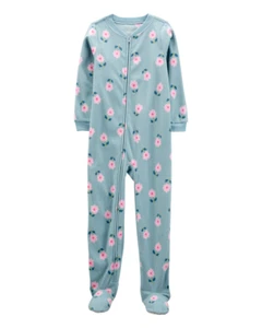 NWT Carters Girls Fleece Footed Sleeper floral flowers you pick size - Picture 1 of 2