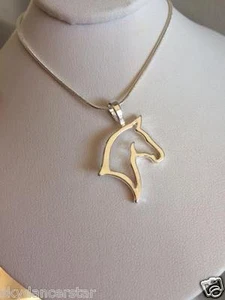 SILVER HORSE PONY HEAD SILHOUETTE PENDANT NECKLACE CHAIN Fashion Jewel CAT ResQ - Picture 1 of 6